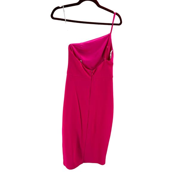 LULU'S M All About the Glitz Hot Pink One Shoulder Bodycon Dress NEW B128 *flaw - Picture 3 of 10